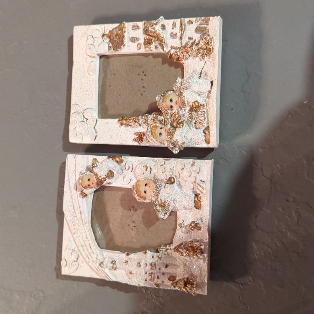 2ct Winter and angel themed small photo frames
